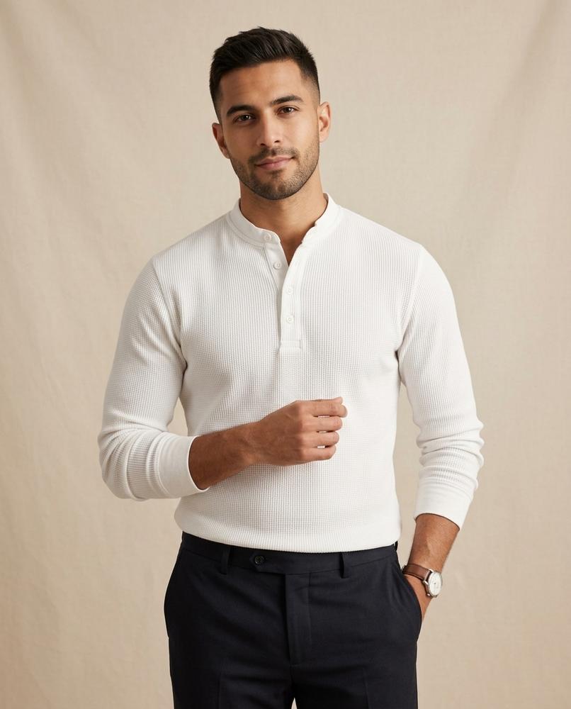 Lands Mode - Vemin | Strukturiertes Stehkragen Shirt Herren