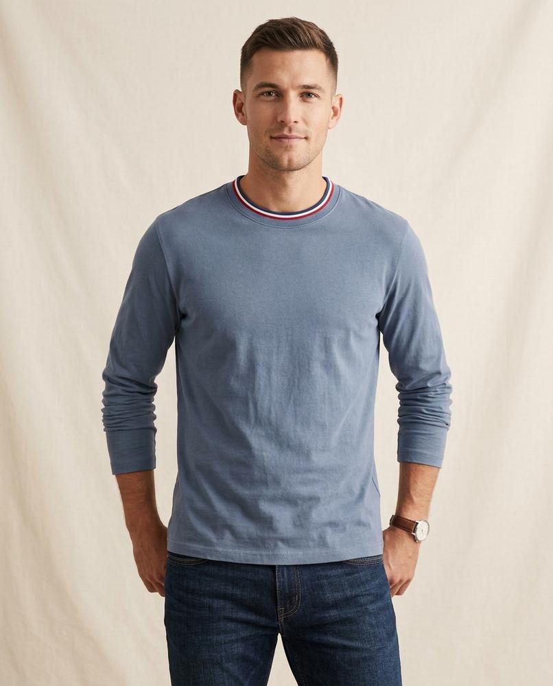 Lands Mode - Yures | Langärmliges Unifarbenes Shirt Herren
