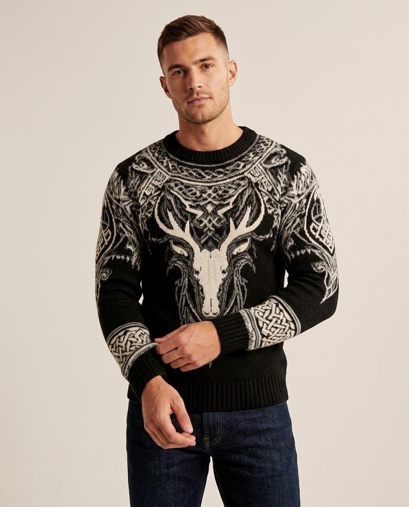 Lands Mode - Ninal | Gemusterter Gestrickter Pullover Herren