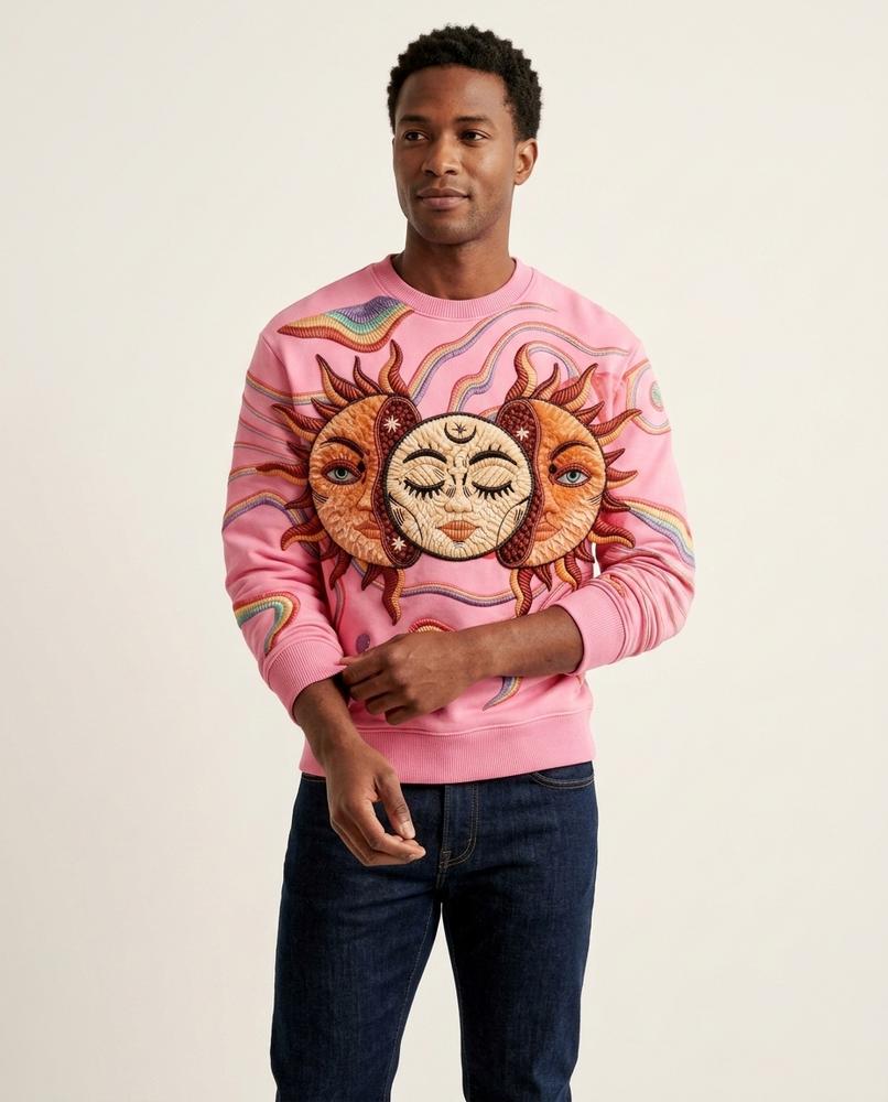 Lands Mode - Yoram | Bestickt Strukturiert Sweatshirt Unisex