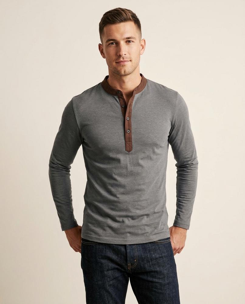 Lands Mode - Lylar | Langärmlig Zweifarbig Shirt Herren