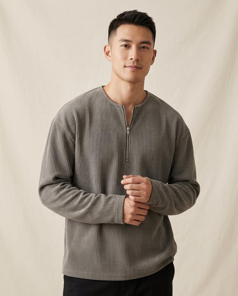 Lands Mode - Zetak | Gerippter Stehkragen Pullover Herren