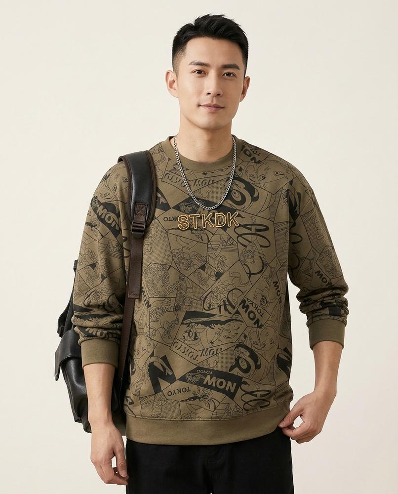 Lands Mode - Carev | Gemustertes Langärmliges Sweatshirt Herren