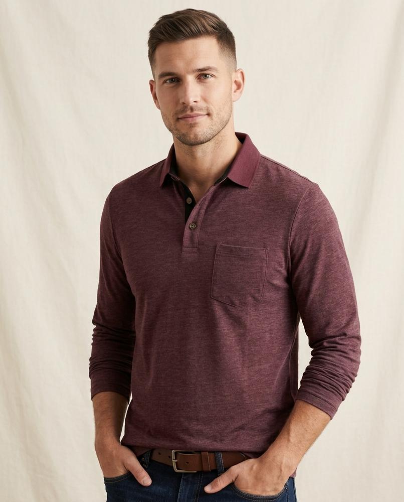Lands Mode - Cator | Langärmliges Meliertes Shirt Herren