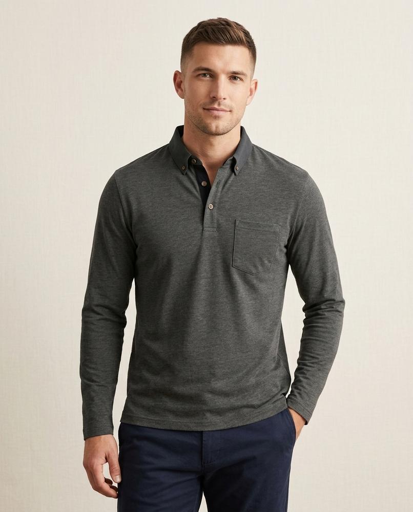 Lands Mode - Cator | Langärmliges Meliertes Shirt Herren