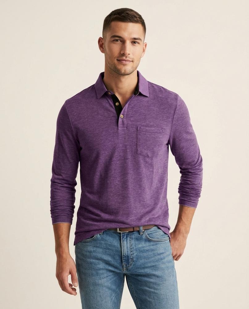 Lands Mode - Cator | Langärmliges Meliertes Shirt Herren