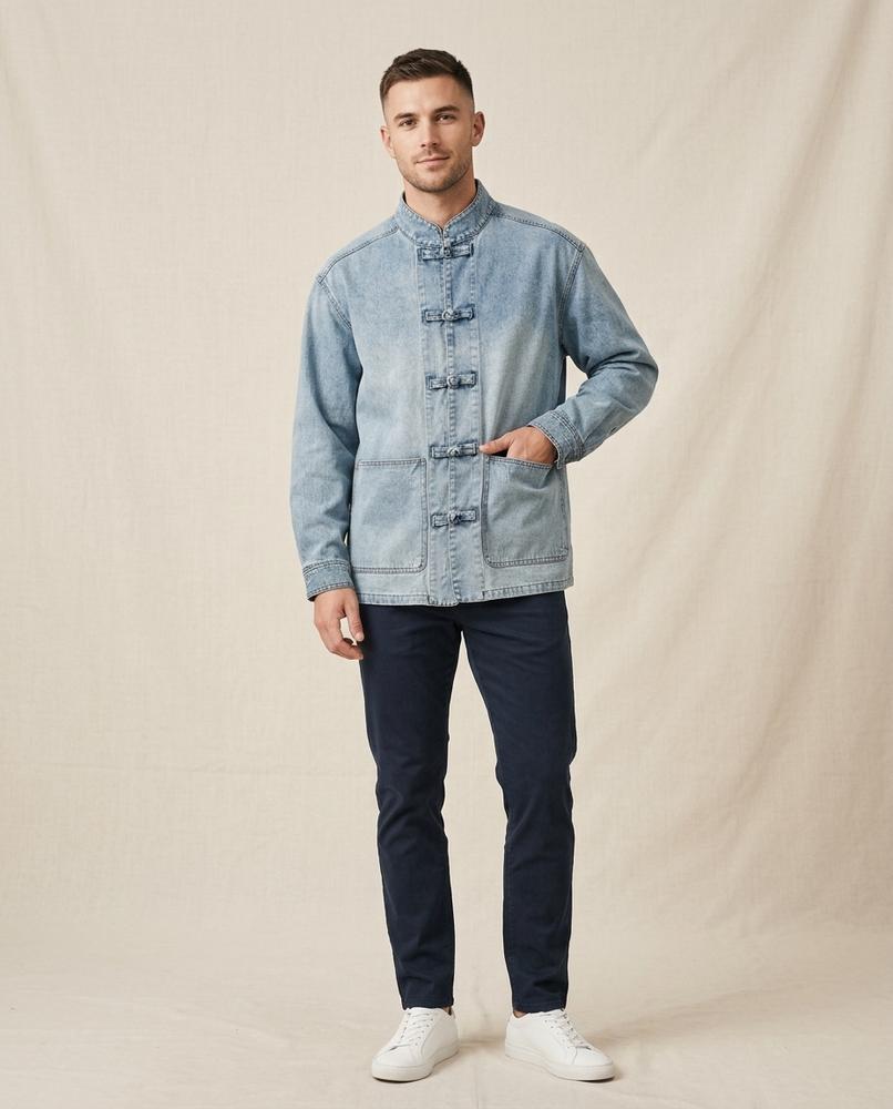 Lands Mode - Nemer | Verwaschen Geknöpft Jacke Unisex