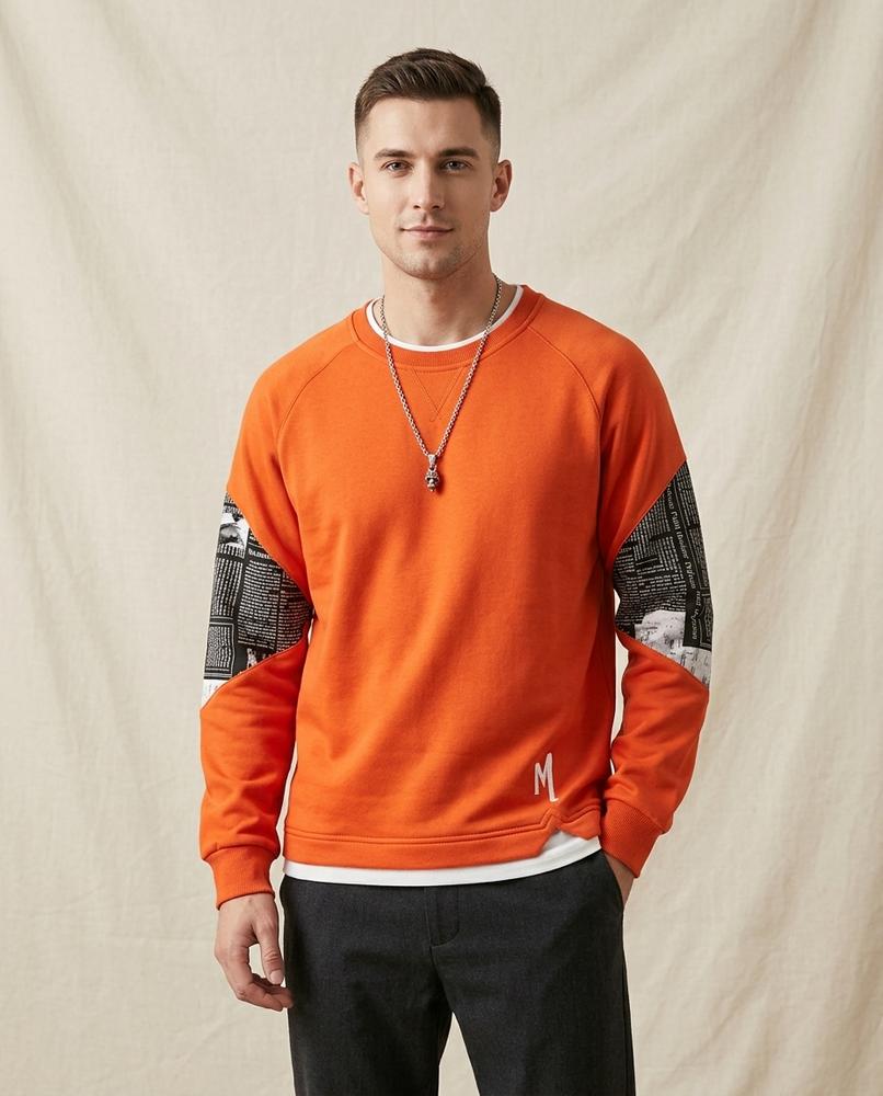 Lands Mode - Ledar | Gemustert Bestickt Sweatshirt Herren