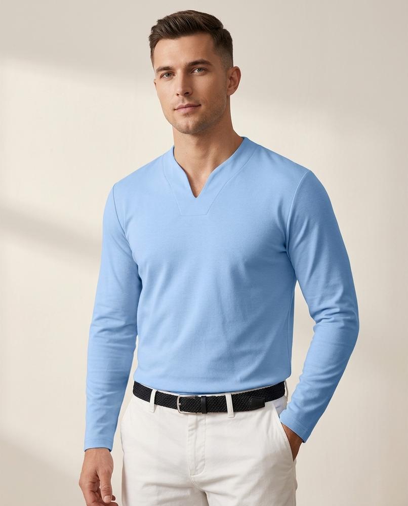 Lands Mode - Tiren | Langärmliges Unifarbenes Shirt Herren