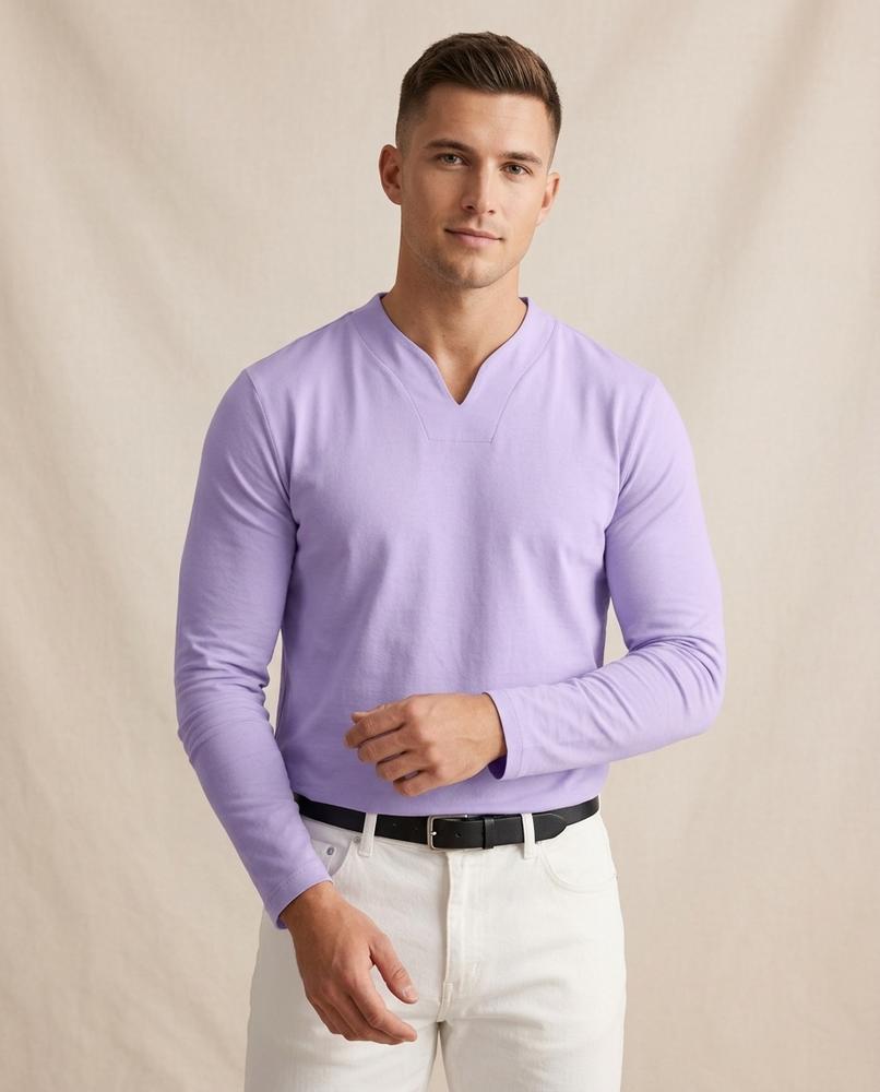 Lands Mode - Tiren | Langärmliges Unifarbenes Shirt Herren