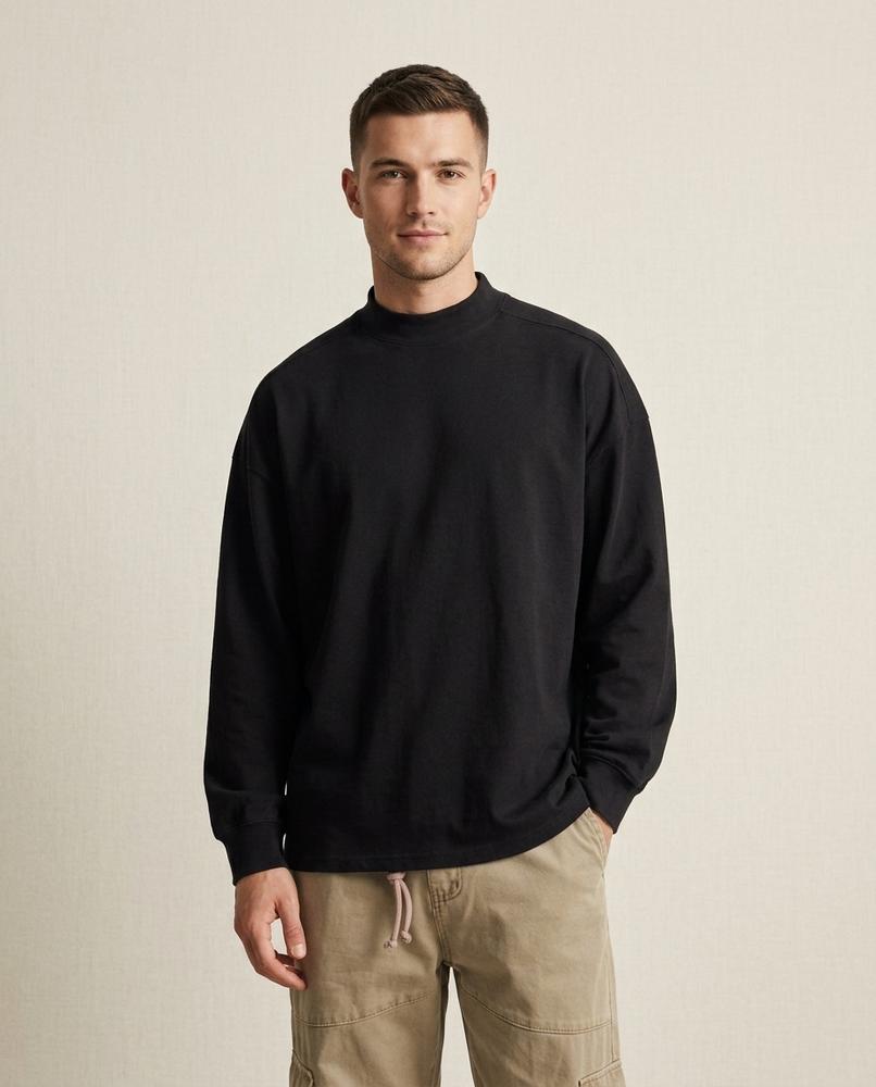 Lands Mode - Lolen | Langärmeliges Stehkragen Sweatshirt Unisex