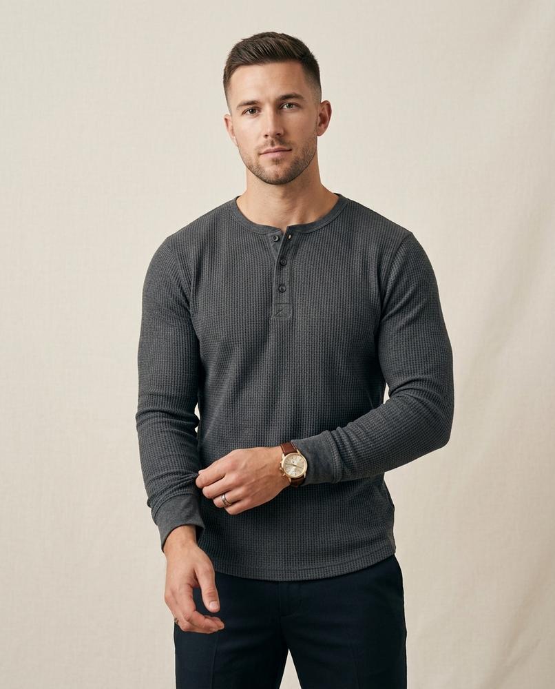 Lands Mode - Kevar | Langärmlig Strukturiert Shirt Herren