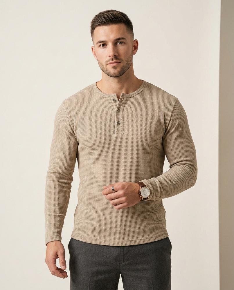 Lands Mode - Kevar | Langärmlig Strukturiert Shirt Herren