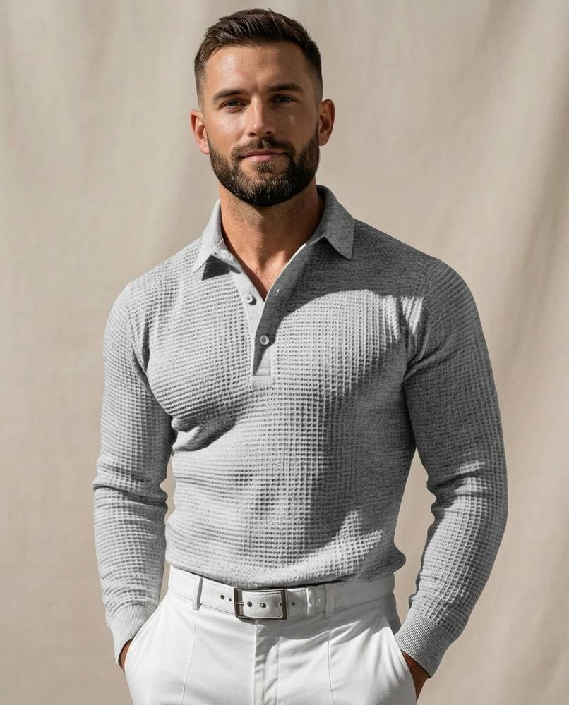 Lands Mode - Lamor | Strukturiert Langärmlig Shirt Herren