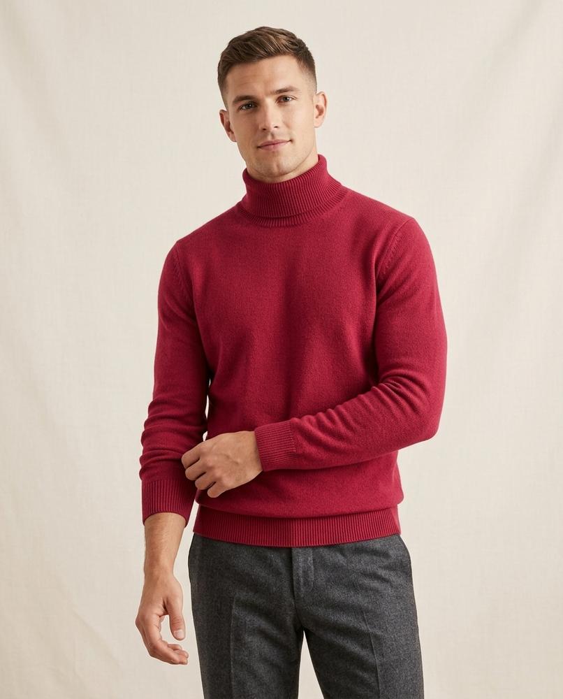 Lands Mode - Minav | Feingestrickter Körpernaher Rollkragenpullover Herren