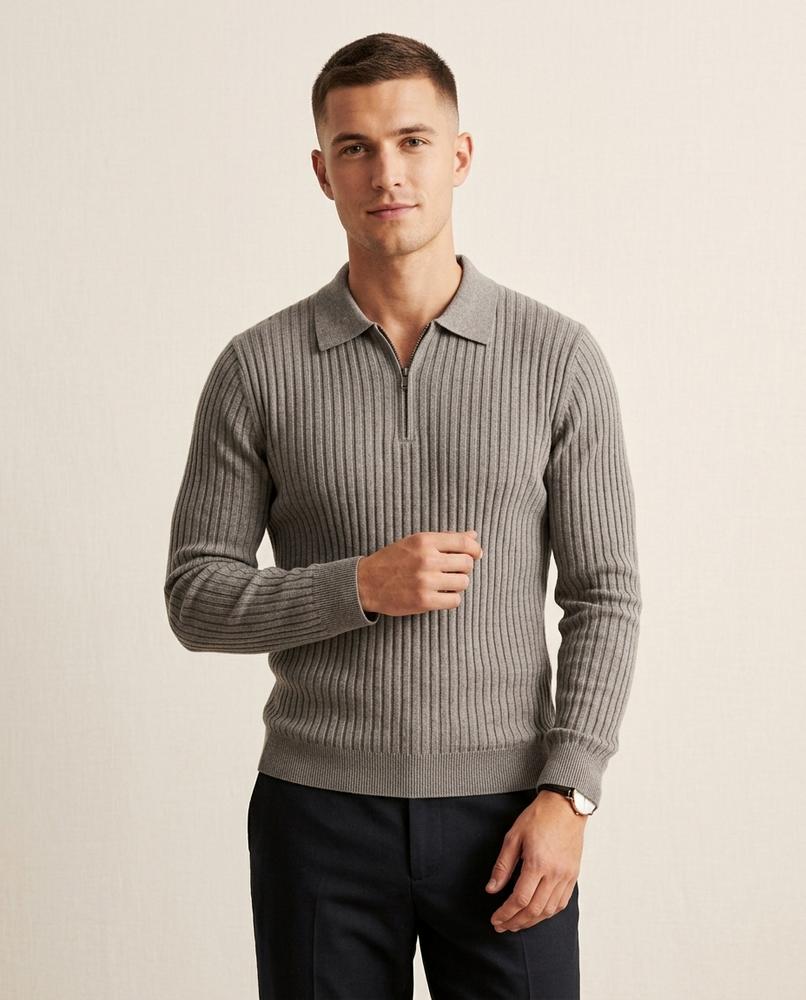 Lands Mode - Miser | Reißverschluss Rippenstrick Pullover Herren