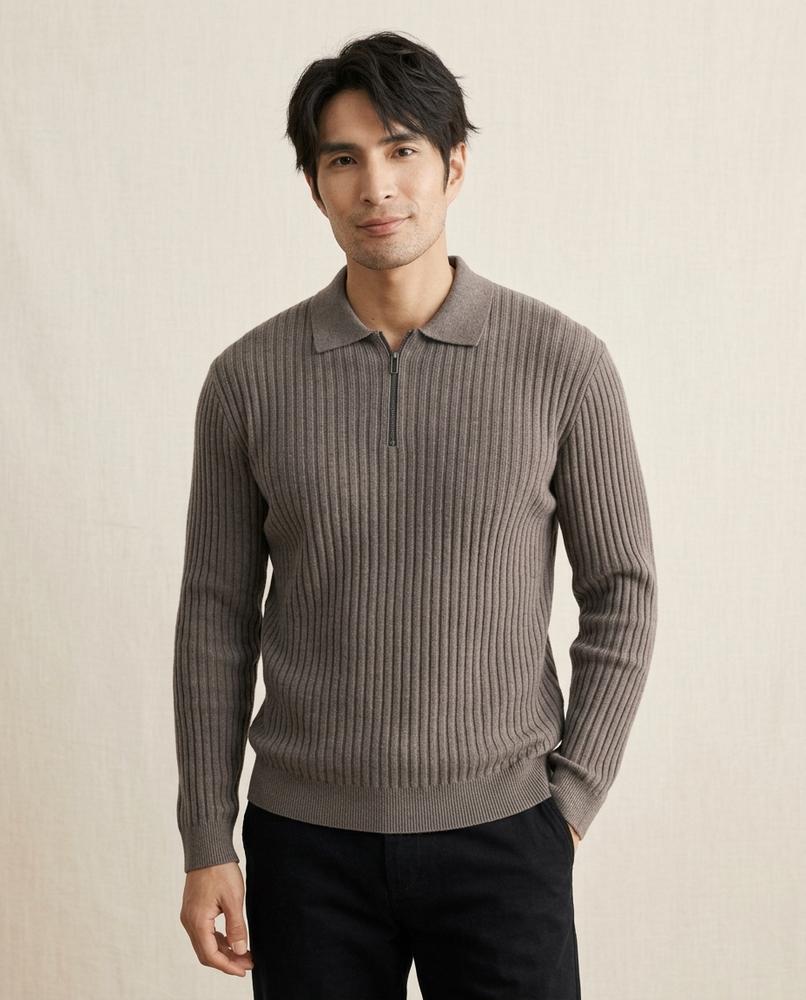 Lands Mode - Datal | Gerippter Langärmliger Pullover Herren