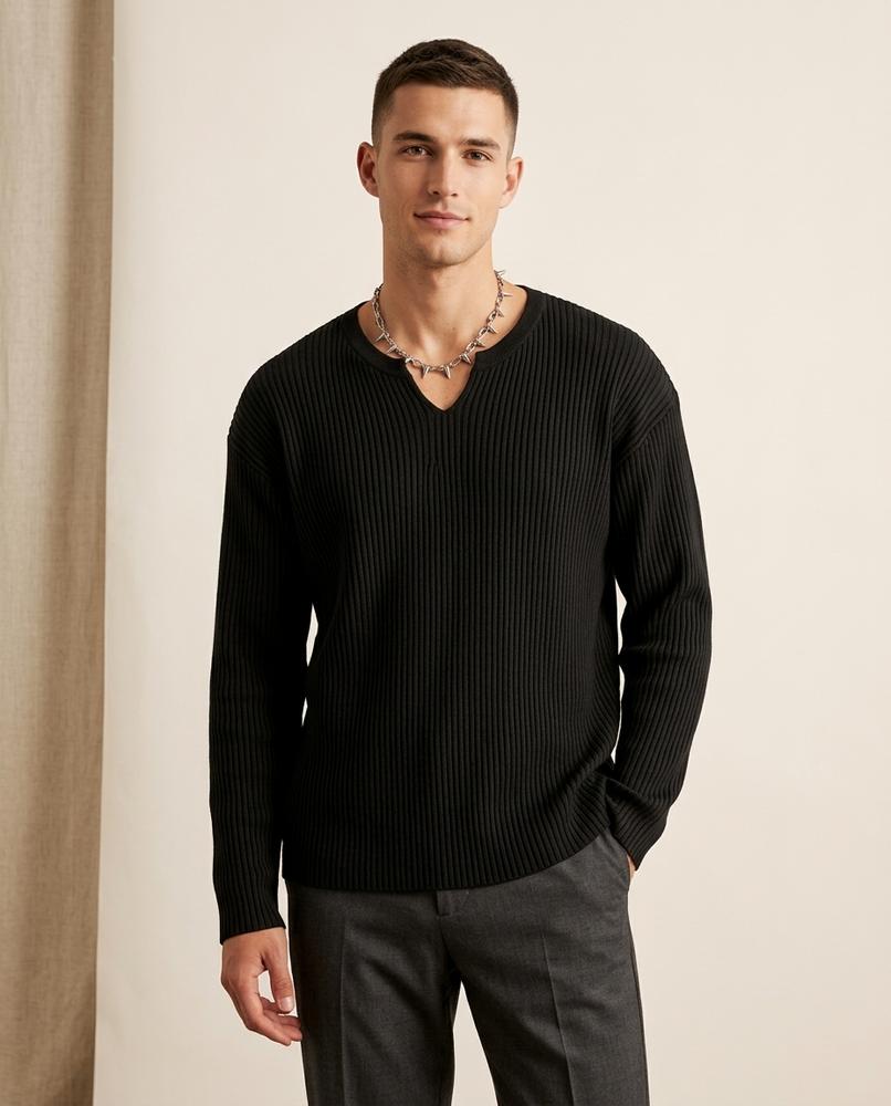 Lands Mode - Tisol | Gerippt Langärmelig Pullover Herren