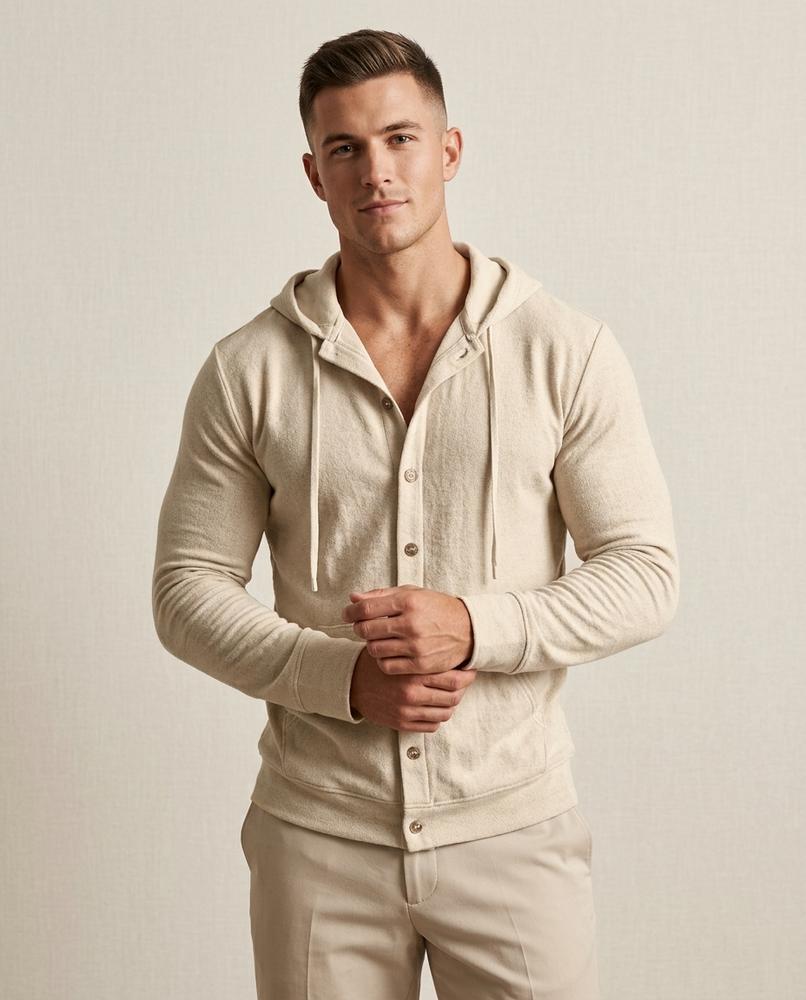 Lands Mode - Zerel | Strukturiert Geknöpft Hoodie Herren