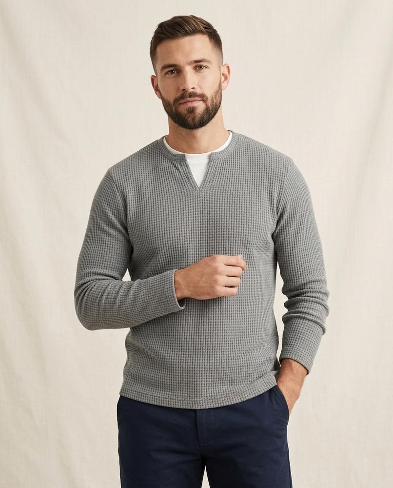 Lands Mode - Nilan | Langärmliger Waffelstrick Pullover Herren