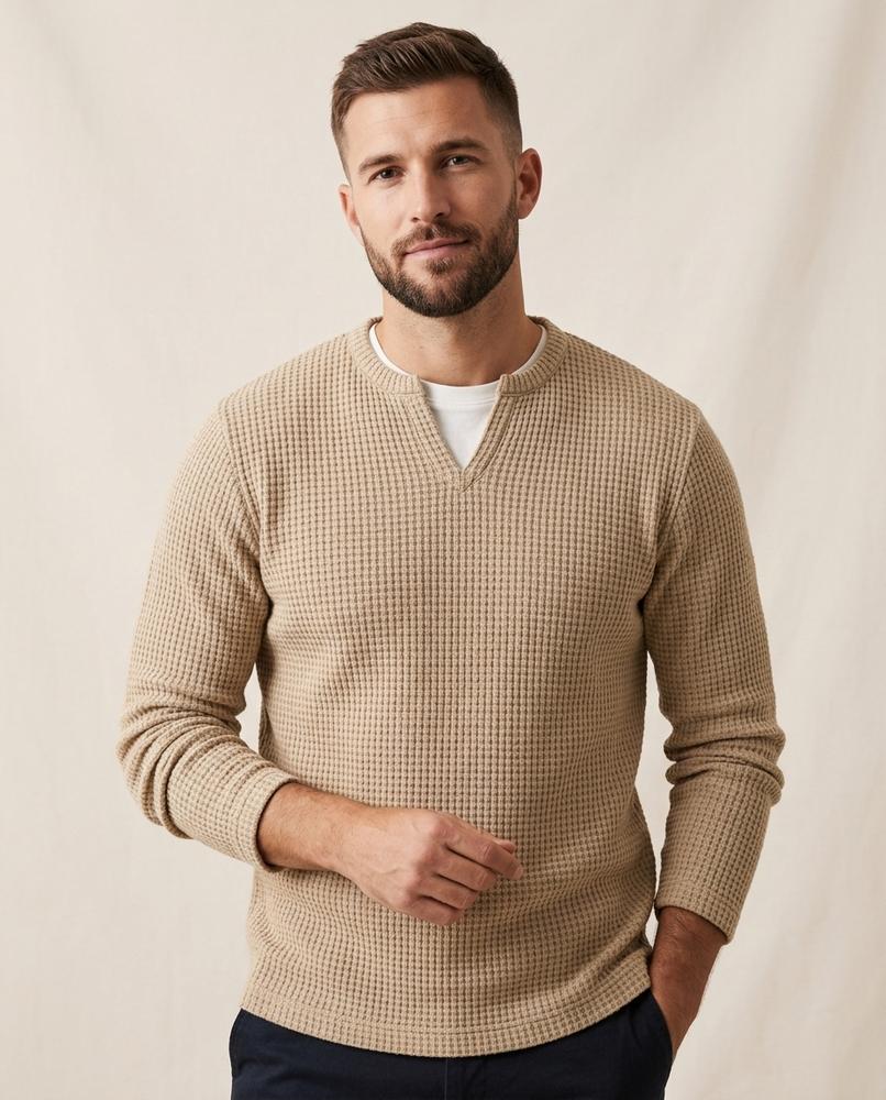 Lands Mode - Nilan | Langärmliger Waffelstrick Pullover Herren