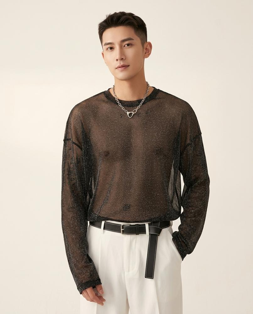 Lands Mode - Dasan | Transparent Glitzernd Shirt Herren