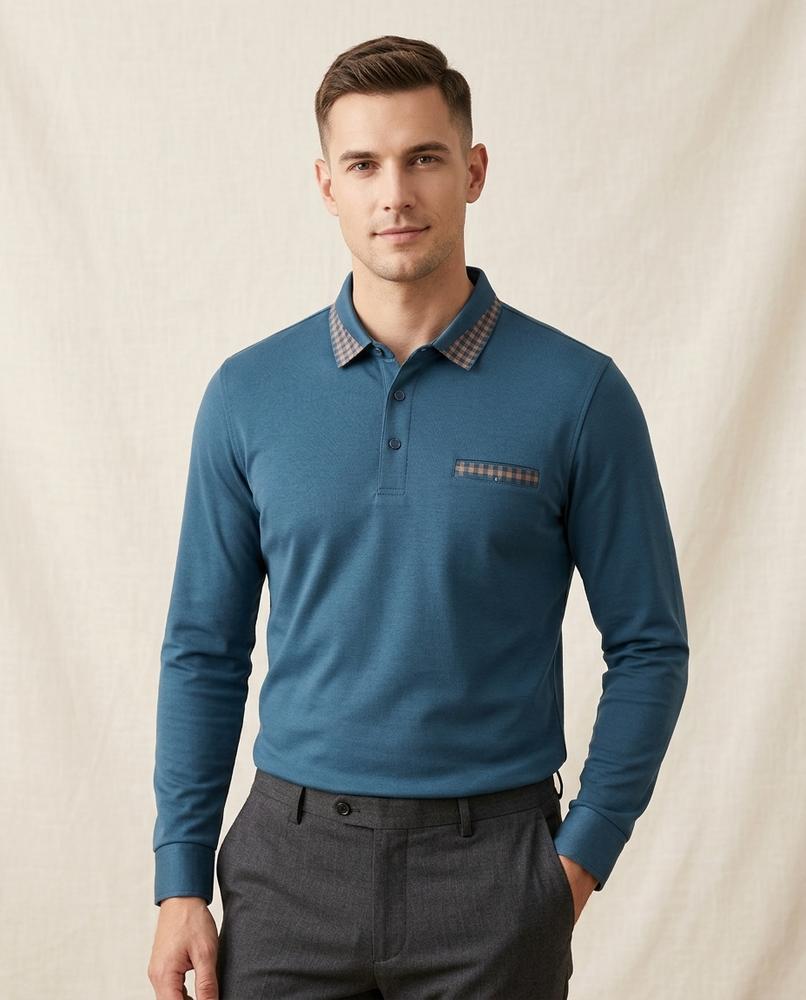 Lands Mode - Loken | Langärmlig Kontrastierend Shirt Herren