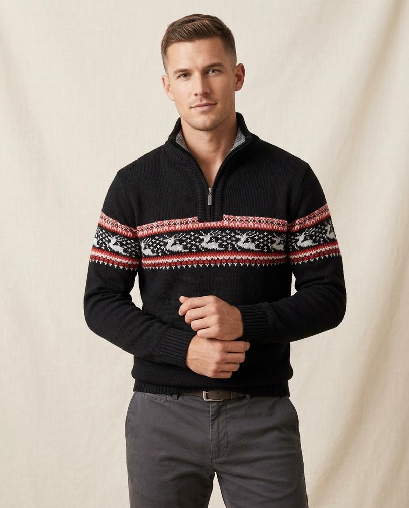 Lands Mode - Marel | Gestrickt Gemustert Pullover Herren