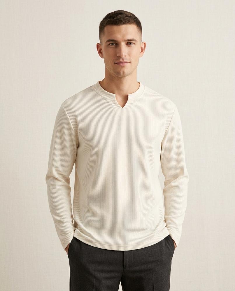 Lands Mode - Zemor | Gerippt Geschlitzt Shirt Herren