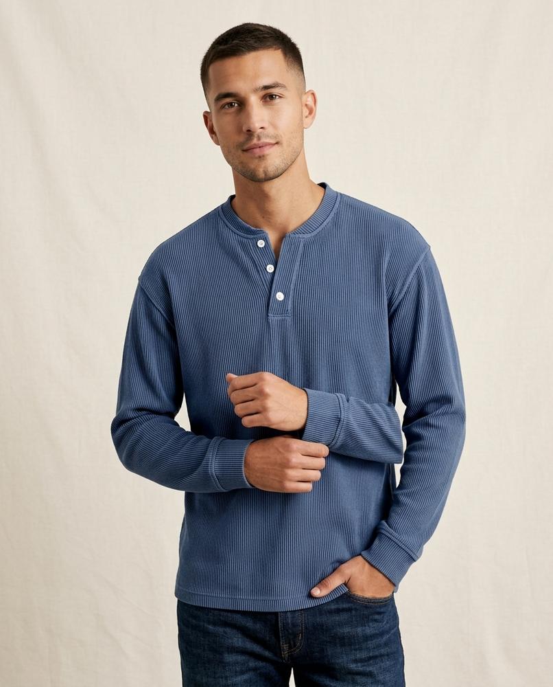 Lands Mode - Nivel | Geripptes Langärmliges Shirt Herren