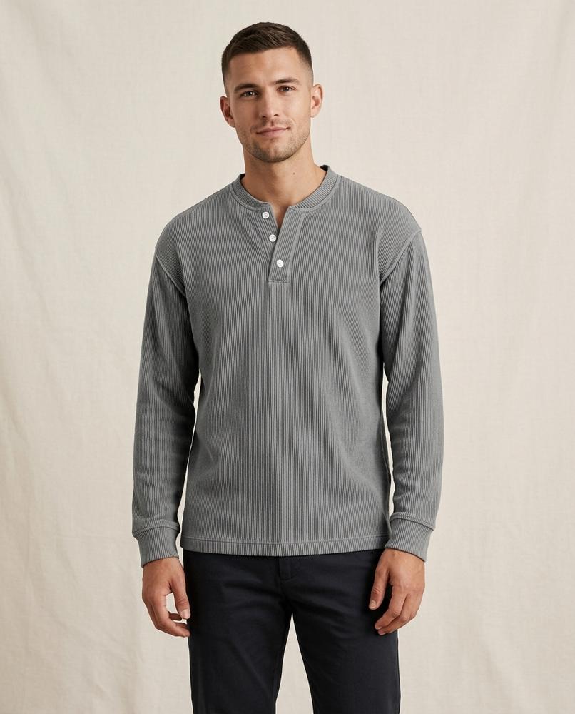 Lands Mode - Nivel | Geripptes Langärmliges Shirt Herren