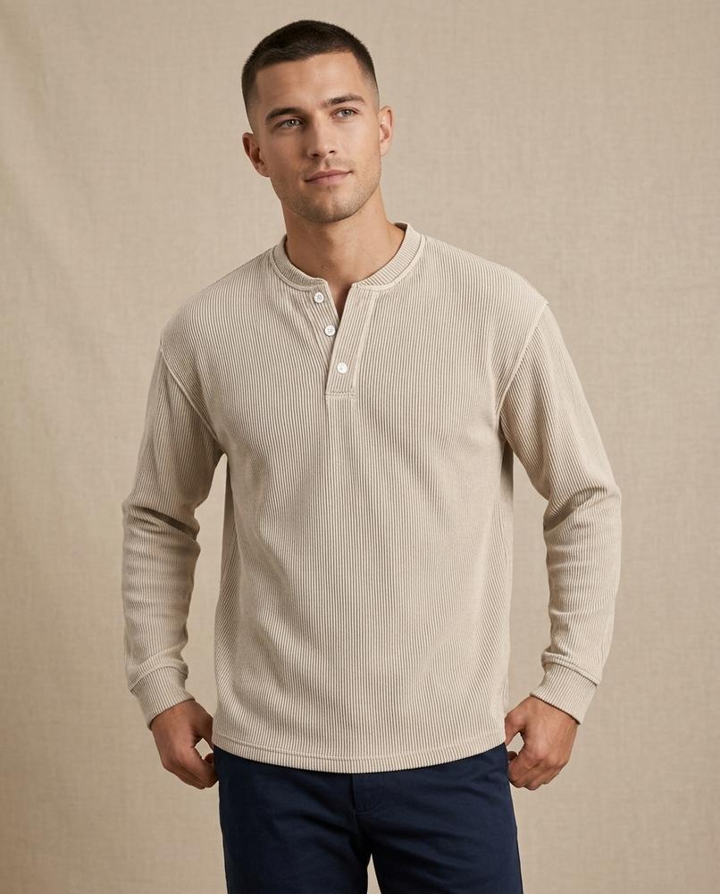 Lands Mode - Nivel | Geripptes Langärmliges Shirt Herren