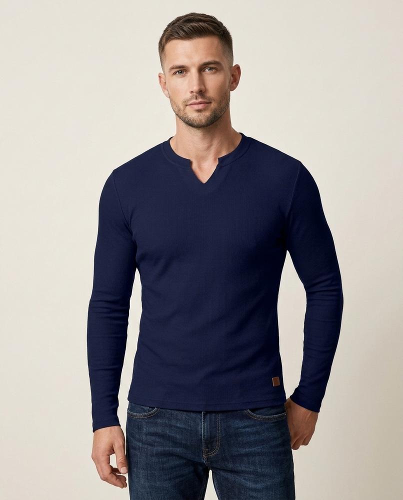 Lands Mode - Caser | Gerippt Langärmlig Shirt Herren