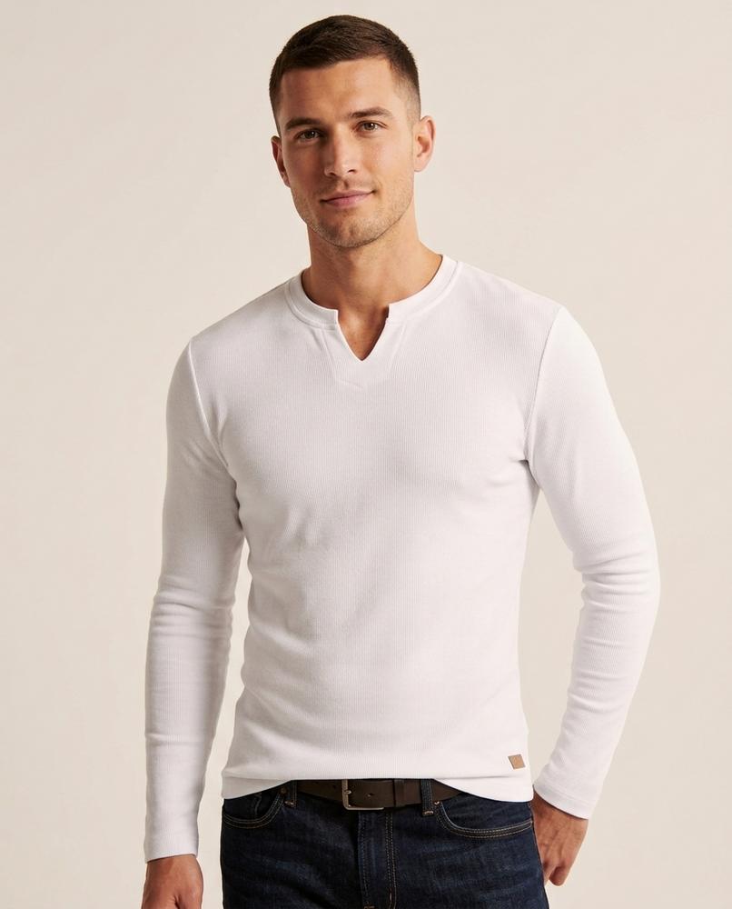 Lands Mode - Caser | Gerippt Langärmlig Shirt Herren