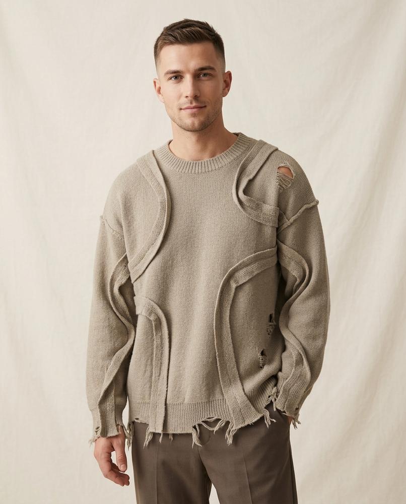 Lands Mode - Ramir | Dekonstruierter Zerstörter Pullover Unisex