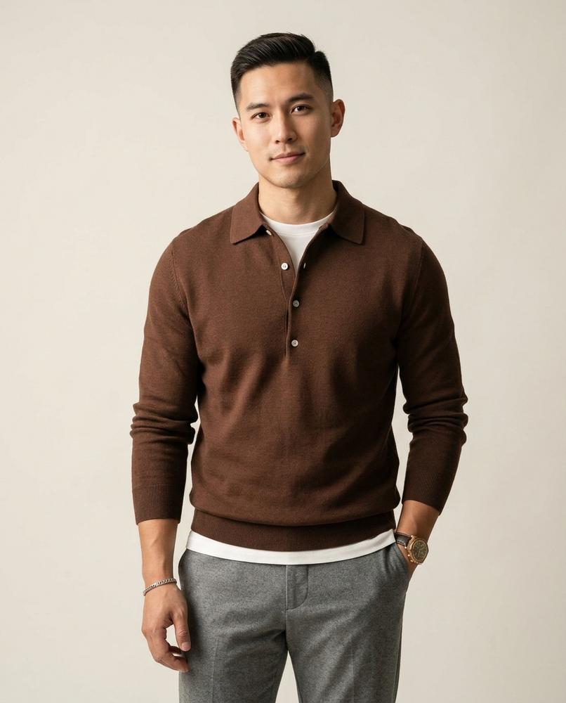 Lands Mode - Kelor | Geknöpfter Feinstrick Pullover Herren