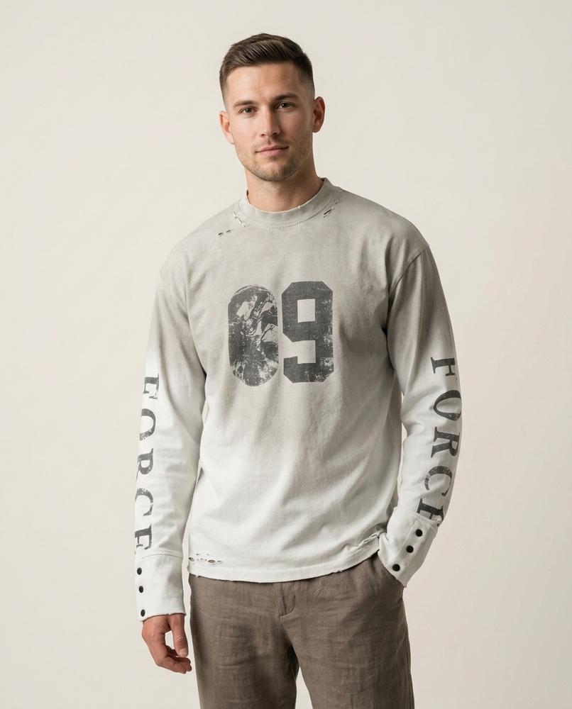 Lands Mode - Tital | Verwaschen Bedrucktes Shirt Herren