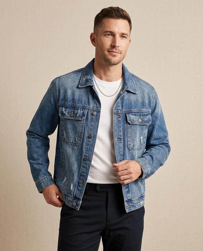 Lands Mode - Rohal | Geknöpfte Denim Jacke Herren