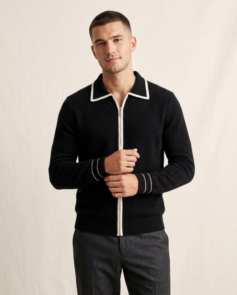 Lands Mode - Rozan | Gekragte Feinstrick Strickjacke Herren