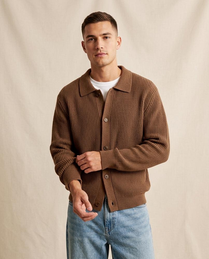 Lands Mode - Lator | Gekragt Strukturiert Cardigan Unisex