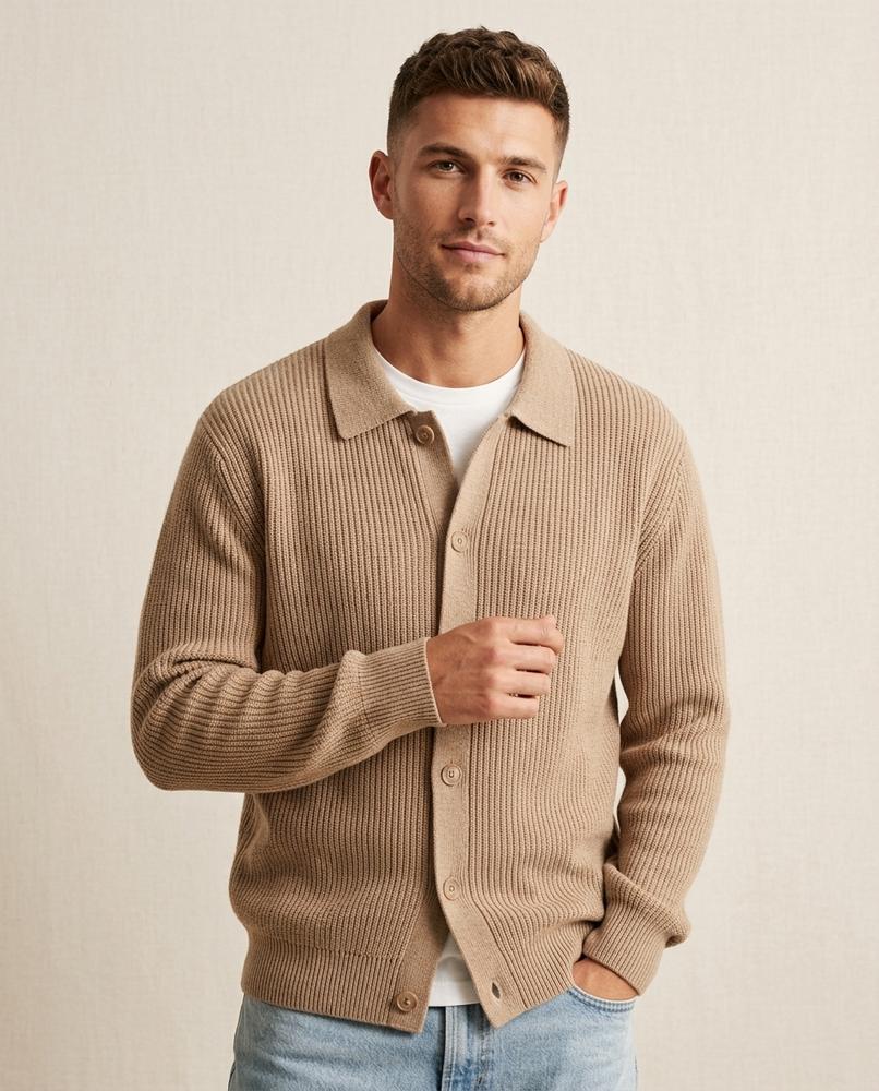 Lands Mode - Lator | Gekragt Strukturiert Cardigan Unisex