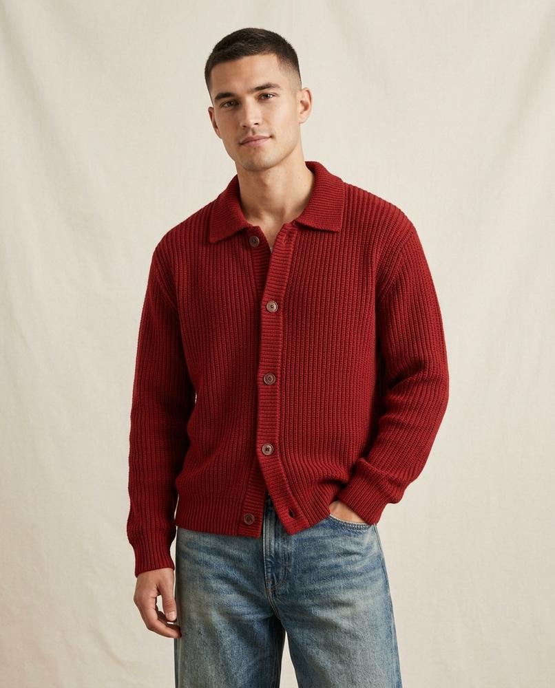 Lands Mode - Lator | Gekragt Strukturiert Cardigan Unisex