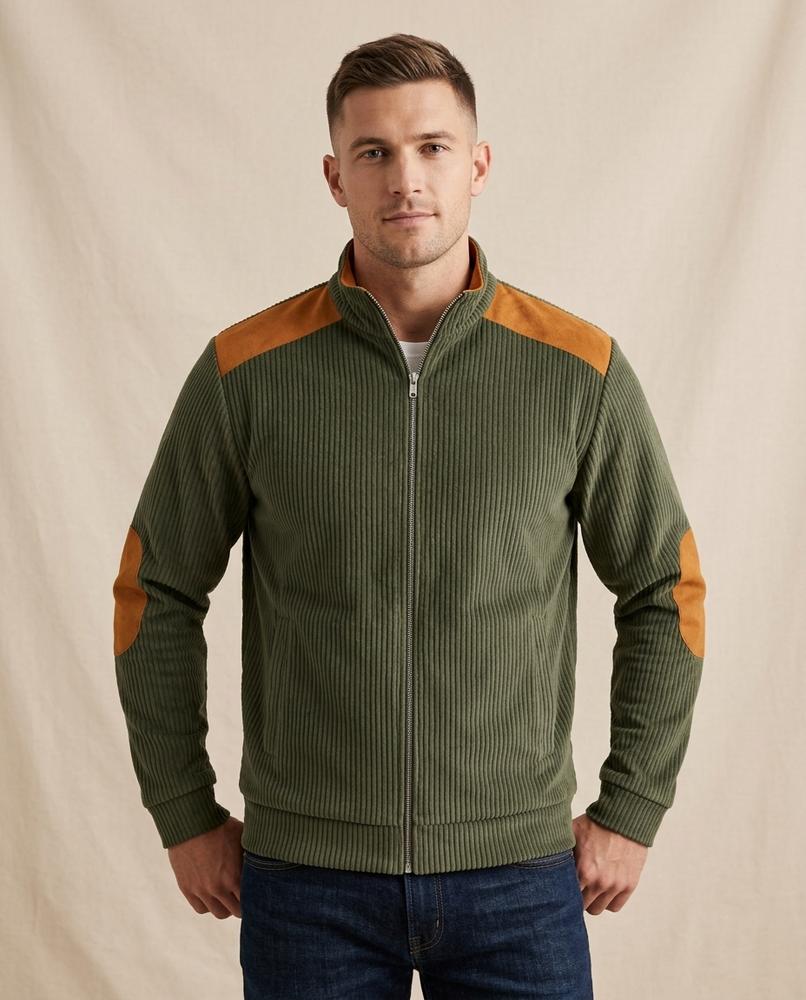 Lands Mode - Lyver | Gerippte Gepatchte Jacke Herren