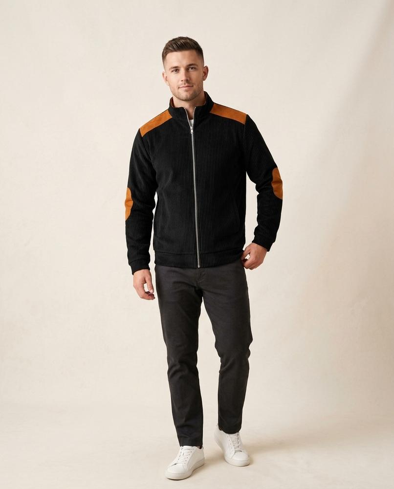 Lands Mode - Lyver | Gerippte Gepatchte Jacke Herren