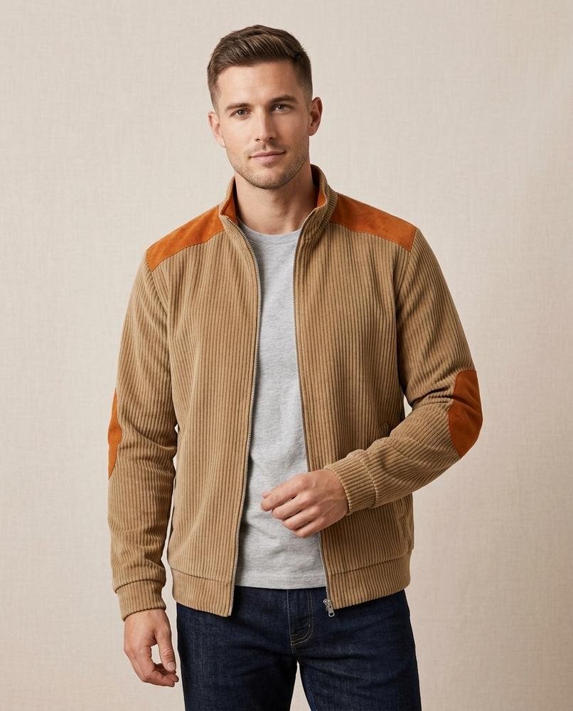 Lands Mode - Lyver | Gerippte Gepatchte Jacke Herren