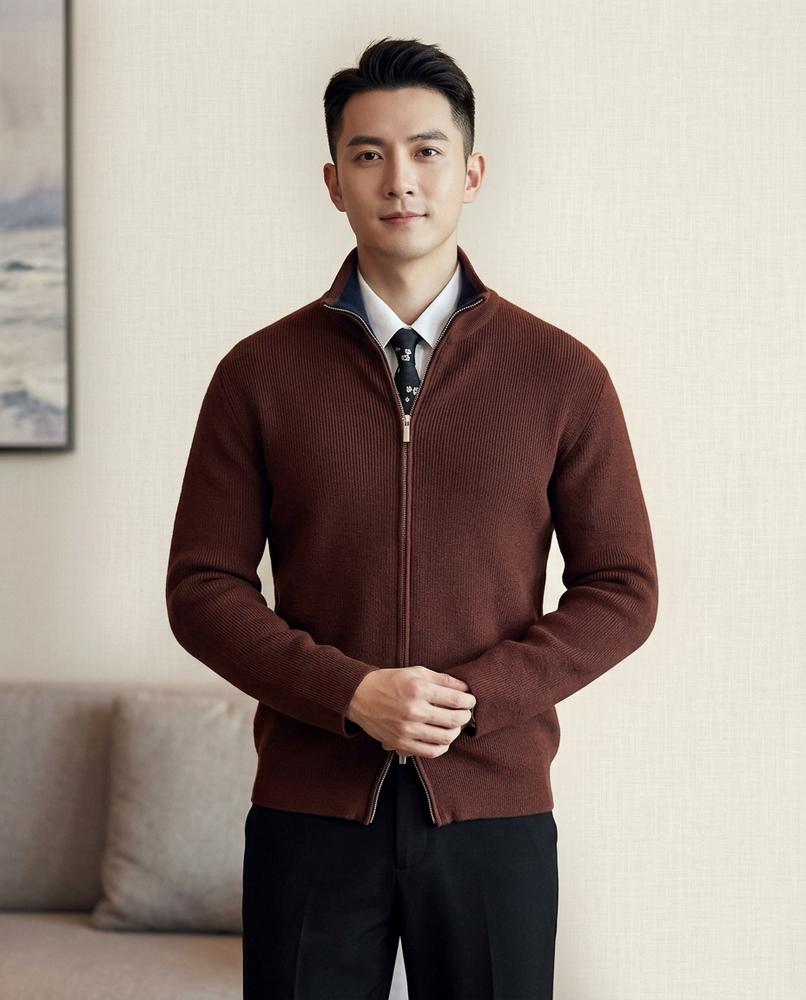 Lands Mode - Raser | Gerippt Hochschließend Strickjacke Herren