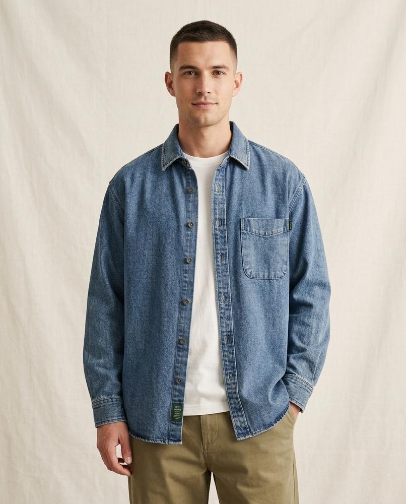 Lands Mode - Vasel | Gewaschenes Jeans Hemd Herren