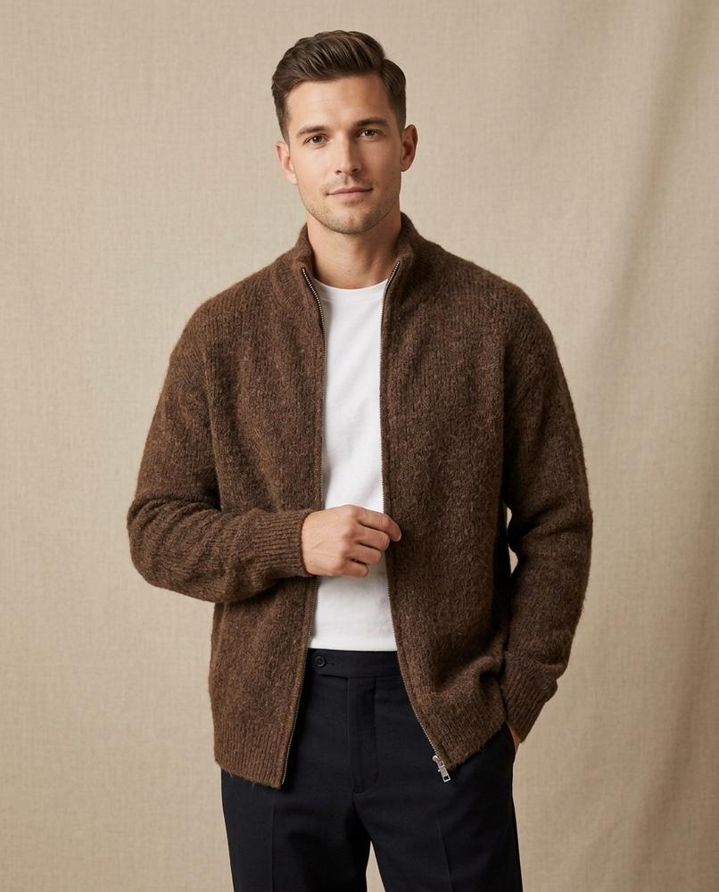 Lands Mode - Armir | Gerippt Hochgeschlossen Strickjacke Herren