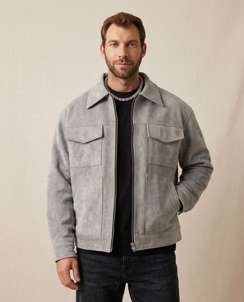 Lands Mode - Risan | Veloursartige Reißverschluss Jacke Herren