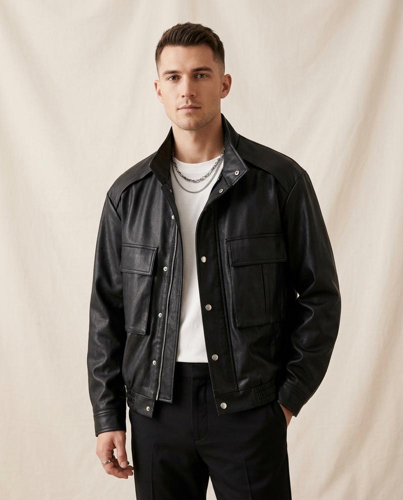 Lands Mode - Venal | Geknöpfte Leder-Optik Jacke Herren